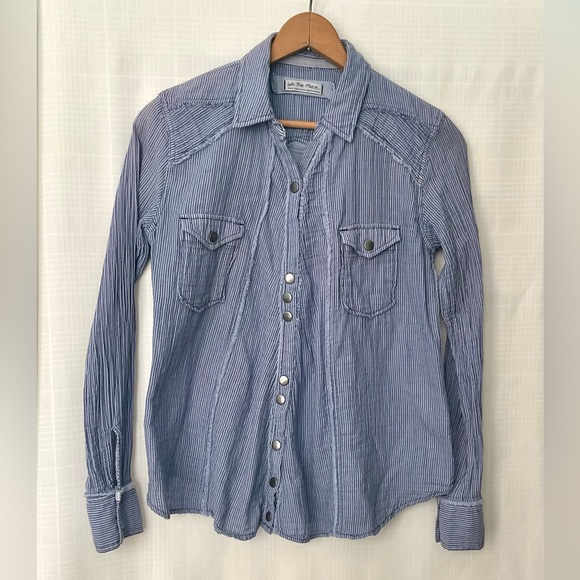 We The Free Tops - We The Free Navy and White Striped Top